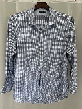 LINCS DC&CO Blue Check Button-Up Shirt XXL Cotton Men’s Long Sleeve